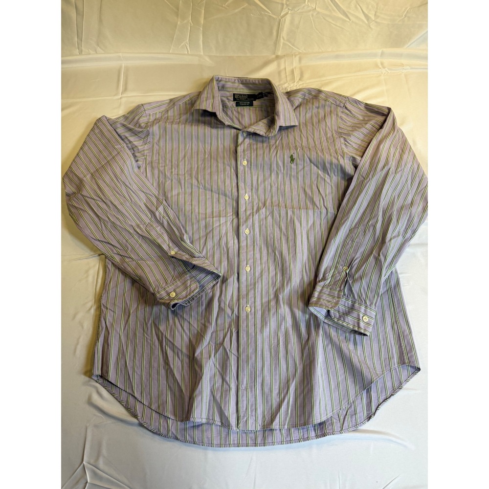 Polo Ralph Lauren Westerton Classic Fit Shirt XL Purple Green Striped Cotton